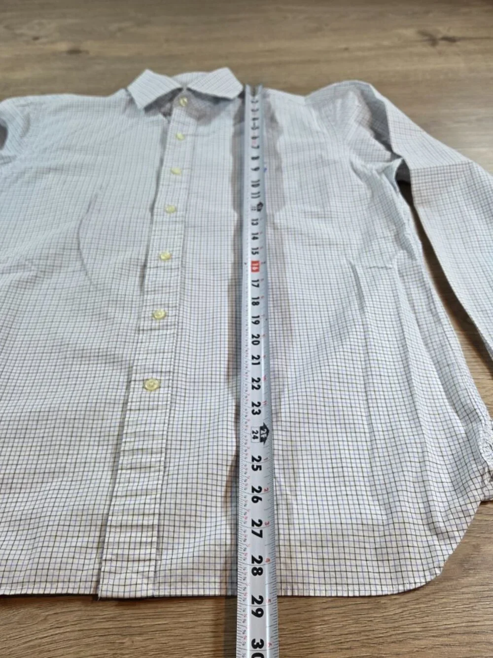 Polo Ralph Lauren Men's 15.5 34/35 Button Down Shirt Blue Gray White Cotton EUC
